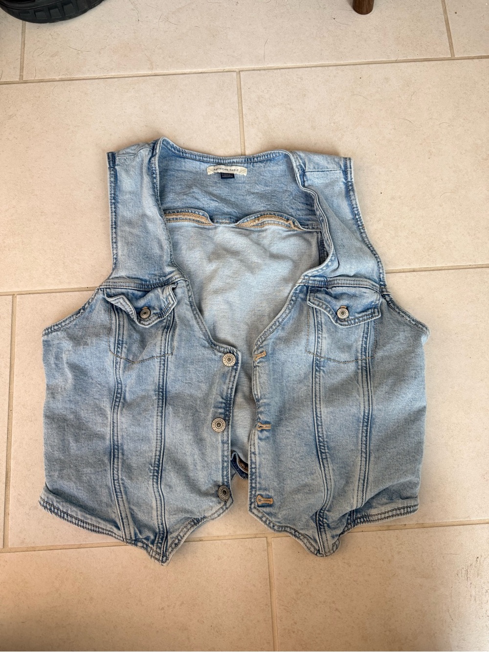 American Eagle Denim Vest Top Light Wash